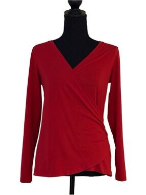 ❤️ L.L.Bean Red Wrap Top Supima Cotton Modal Stretch Sz S